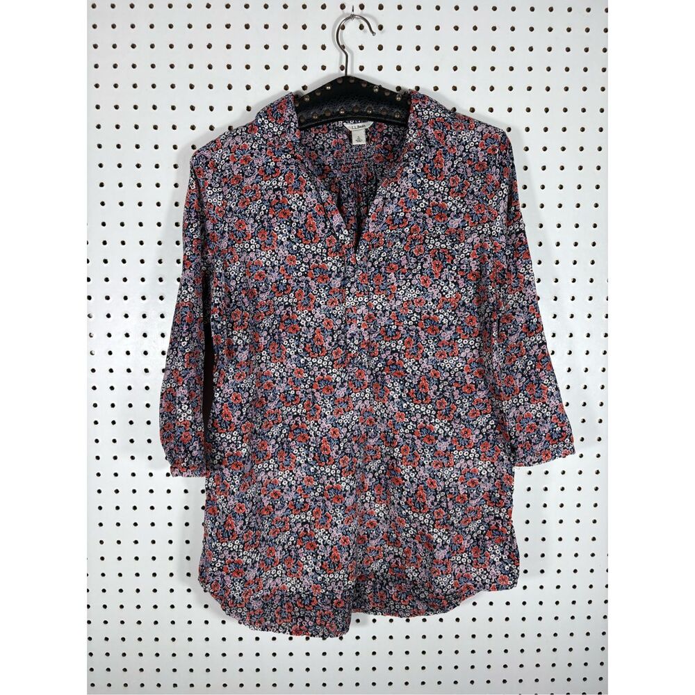 L.L Bean floral 3/4 sleeve tunic top size s
